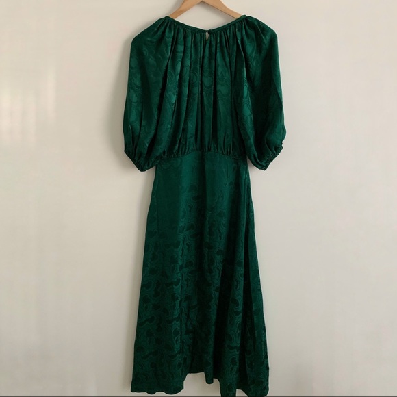 Saloni Draped Olivia Dress Forest Green - Picture 6 of 9